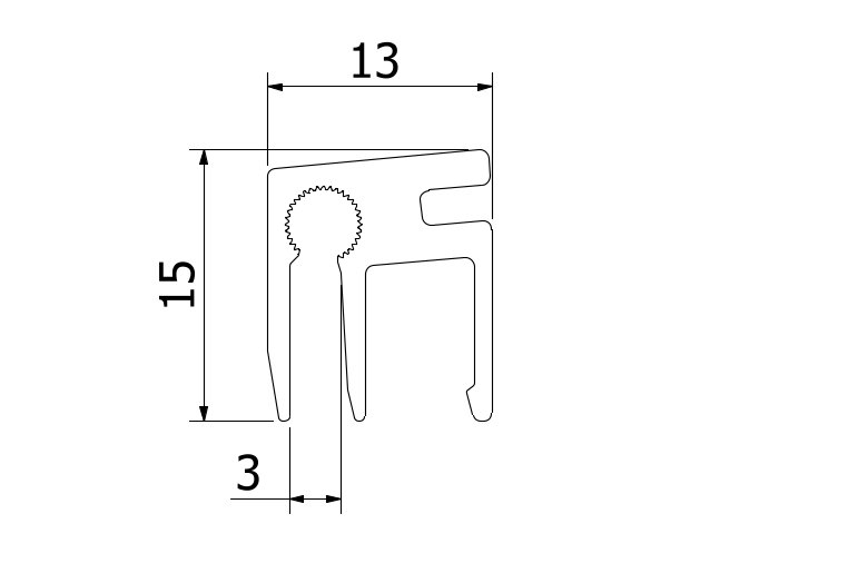 Top-cover 1.0kN, B=3mm, L=5000mm aluminium naturel geanodiseerd