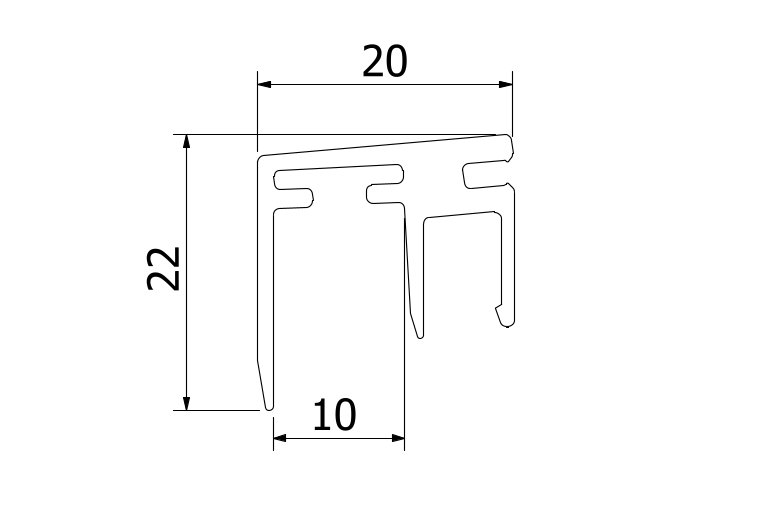 Top-cover 1.0kN, B=10mm, L=5000mm alum. RAL glanzend