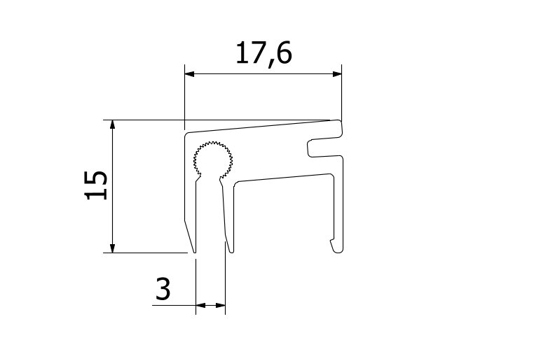 Top-cover 3.0kN, B=3mm, L=5000mm aluminium onbehandeld