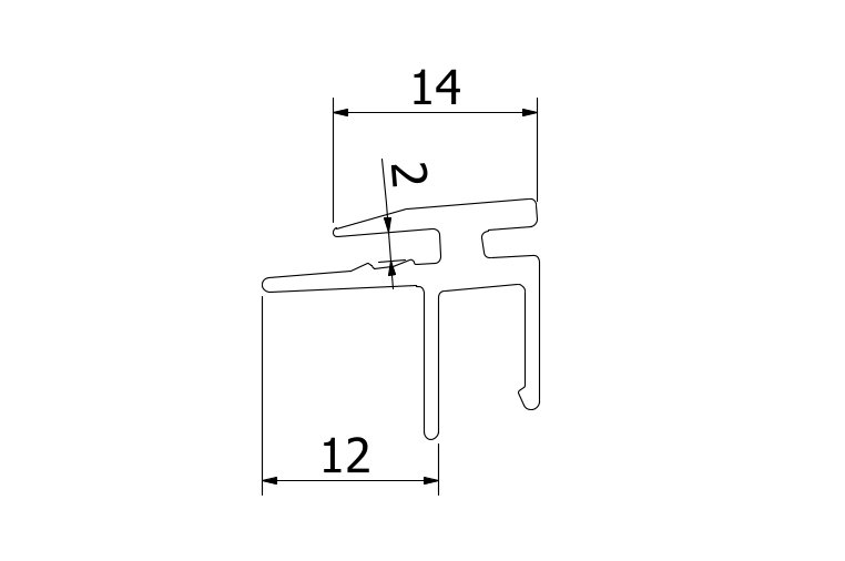 Top-cover 1.0kN, horiz. B=2mm L=5000mm, alum. RAL glanzend