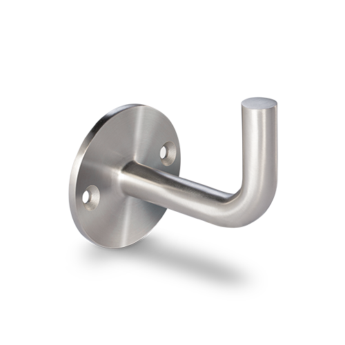 Handrail bracket for welding flat connection with 2 mounting holes, AISI 304 satined