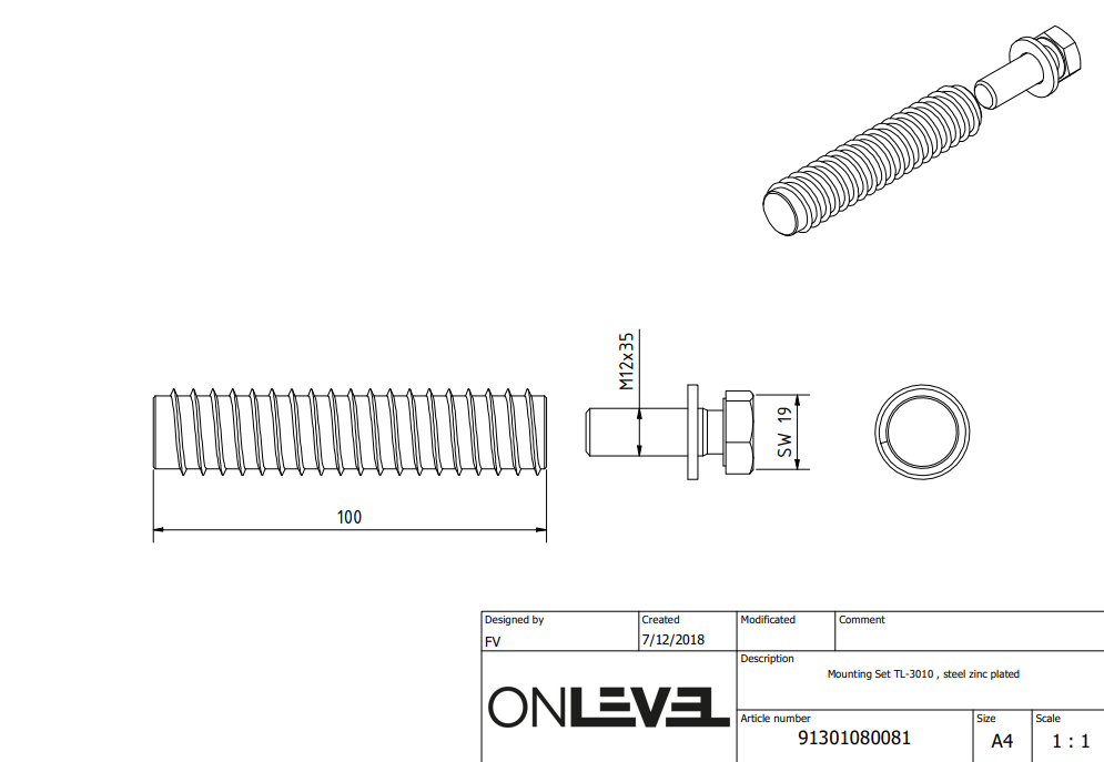 TF-3620/3621 Mounting Set on wood