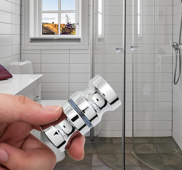 Douche deurknop Ø32x30mm, 2-zijdig, glas 6-12mm messing verchroomd