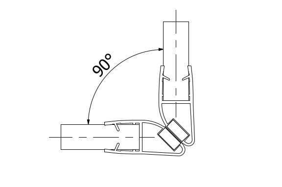 Douche deur afdichting 90° met magneet voor glas 8mm L=2200mm, kunststof transparant