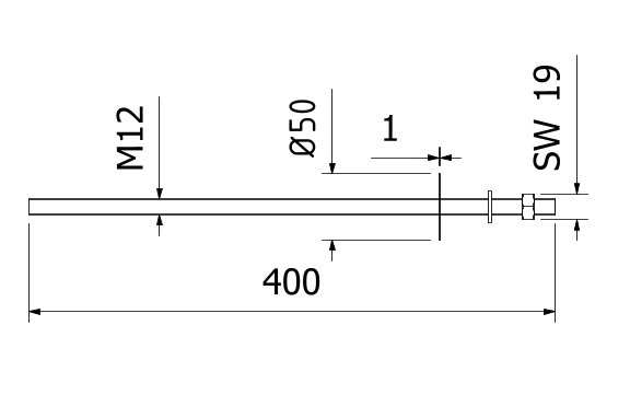 AIRFORCE montage set M12x400mm voor montage op beton met isolatie, rvs 316