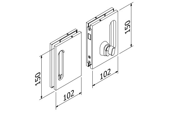 SUNVIEW sluitsysteem set voor glas 10-12mm, rvs 304 geborsteld