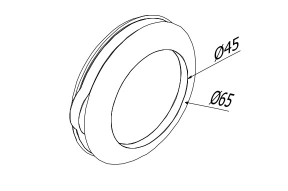 SUNVIEW schelp greep Ø65mm, glas 8-12mm rvs 304 geborsteld