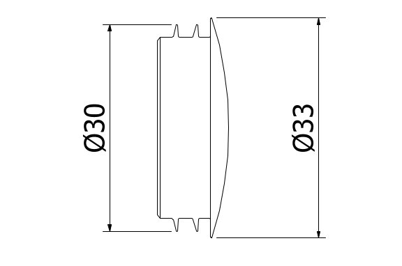 TL-6021/6041 Doppen voorzijde Ø30mm kunststof grijs