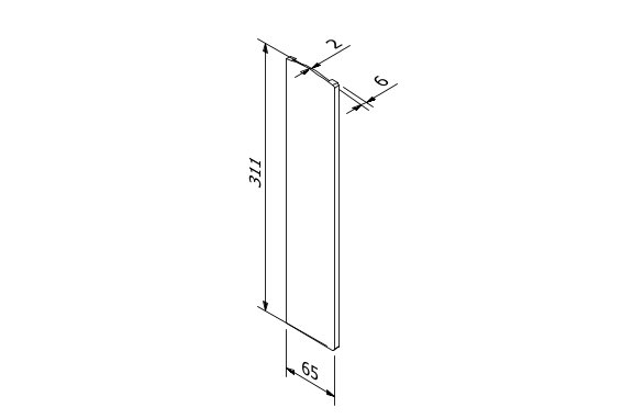 TL-3121 Eindkap links alleen voor hoog afdekkap aluminium onbehandeld