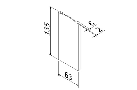 TL-6081 Eindkap links met afdekkap aluminium naturel geanodiseerd