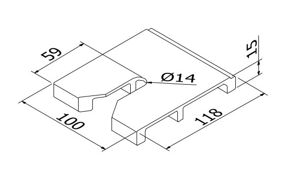 TL-6081 Afstandhouder dikte 15mm alum. RAL mat