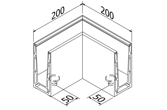 TL-6140 Hoek 90° binnen/buiten aluminium onbehandeld