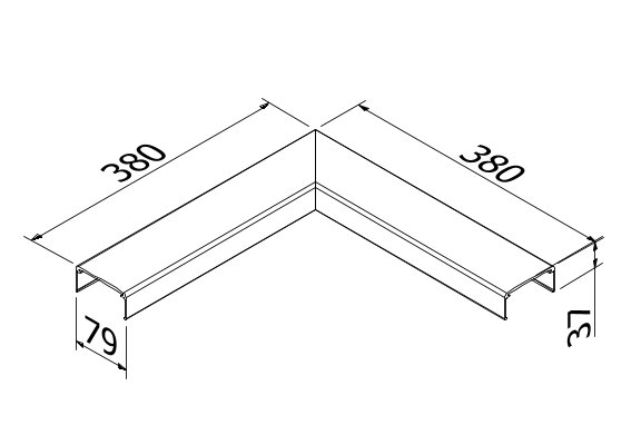 GUARDIAN OF THE UNIVERSE hoek 90° 79x37mm L=380m, alum. RAL struct.