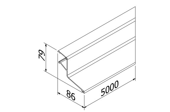AIRFORCE afdekkap profiel L=5000mm, aluminium onbehandeld