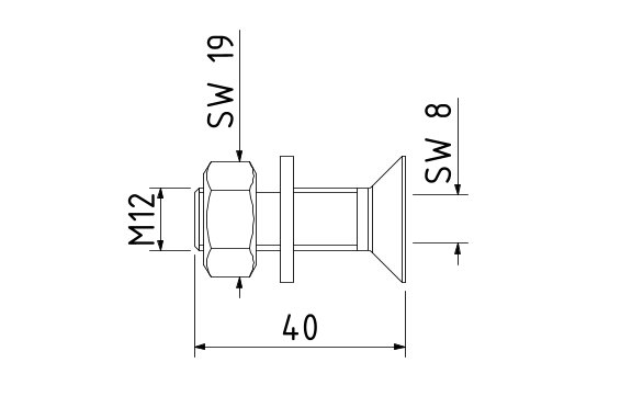 TL-6030 Montage Set op staal M12x40mm rvs 316