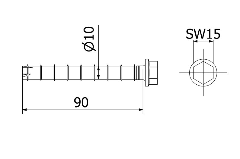 Schroefanker Ø10x90mm staal verzinkt