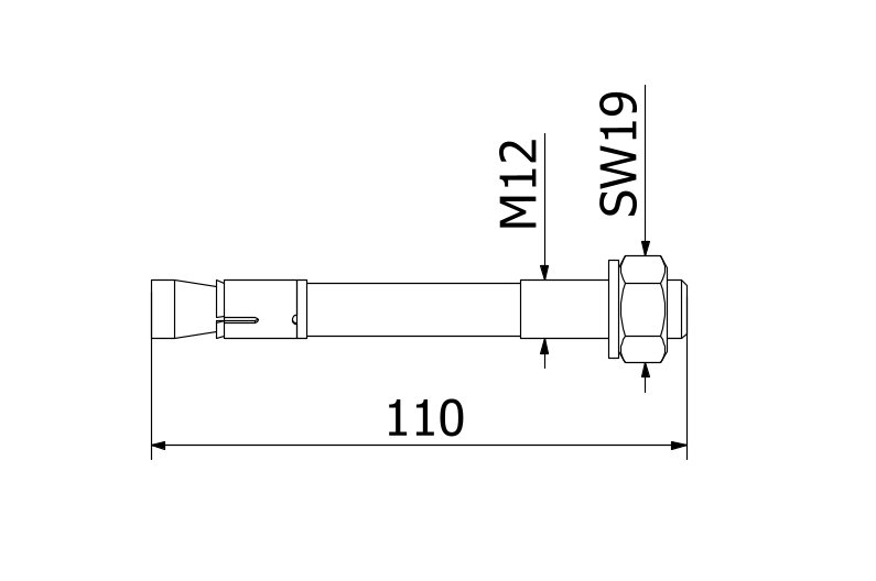 Bevestigingsanker MKT BZ3 M12x110, staal verzinkt