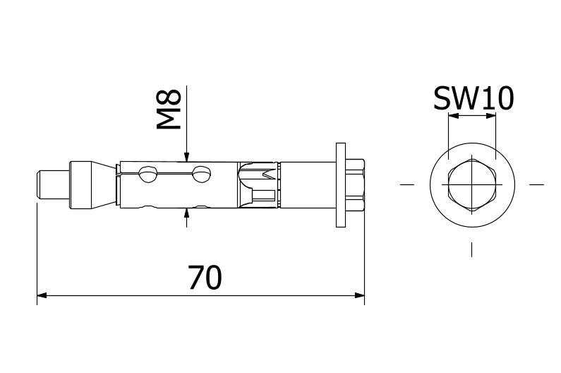 Bevestigingsanker MKT BZ-IG M8 inclusief bout M8 rvs 316
