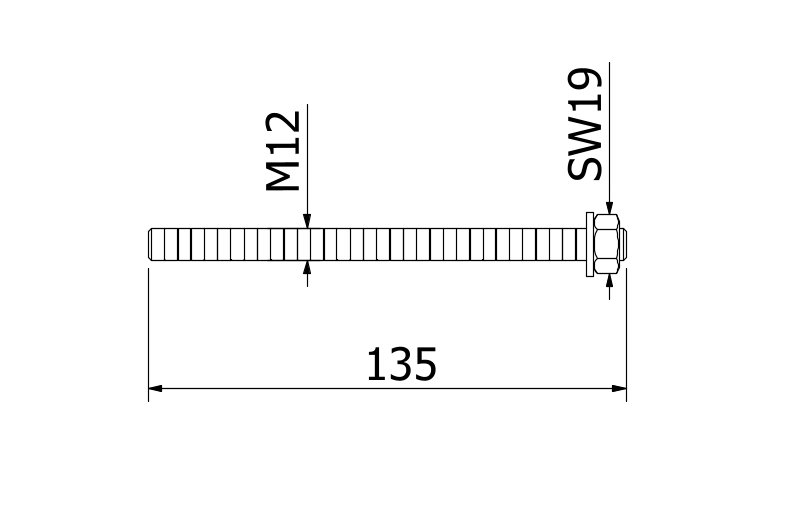 Bevestigingsanker MKT VMU-A M12x135 rvs 316