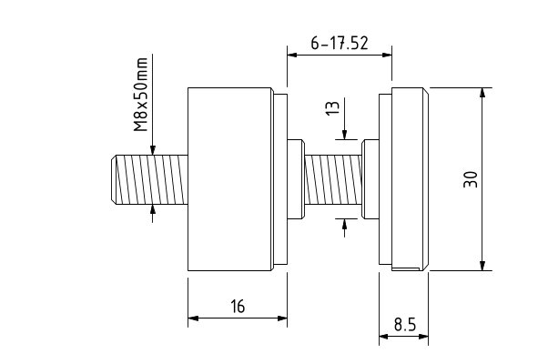 TL-2030 Glas adapter Ø30mm t=15mm rvs 316 geborsteld