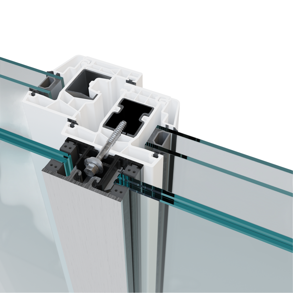 SKYFORCE-Top center post incl. rubberset for glass 12.76mm height 1100mm, alum. anthr. grey matt (RAL 7016)