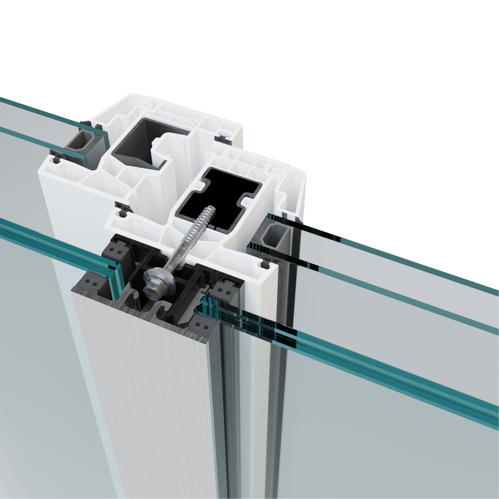 SKYFORCE-Top center post incl. rubberset for glass 12.76mm height 1100mm, alum. anthr. grey matt (RAL 7016)