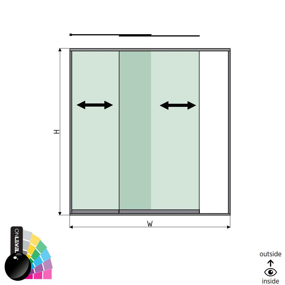 SunView model 1 left opening 2-lanes full height L=xxxxmm (max. 2500mm) H=xxxxmm (max. 2600mm), aluminum RAL shiny (excl. locks, drivers and glass)