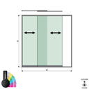 SunView model 1 left opening 2-lanes full height L=xxxxmm (max. 2500mm) H=xxxxmm (max. 2600mm), aluminum RAL structure (excl. locks, drivers and glass)