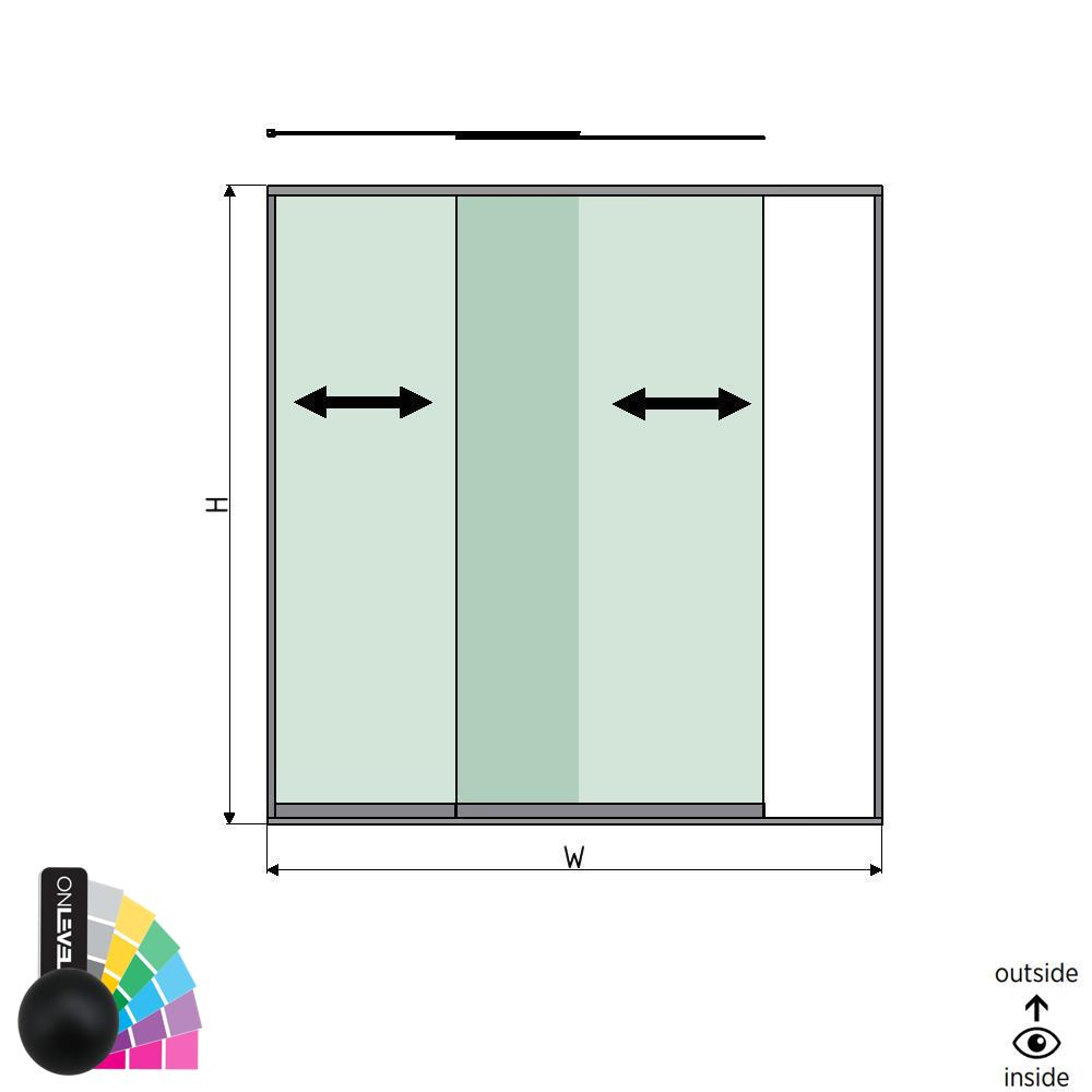 SunView model 1 left opening 2-lanes full height L=xxxxmm (max. 2500mm) H=xxxxmm (max. 2600mm), aluminum RAL matt (excl. locks, drivers and glass)