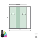SunView model 1 left opening 2-lanes full height L=xxxxmm (max. 2500mm) H=xxxxmm (max. 2600mm), aluminum RAL matt (excl. locks, drivers and glass)