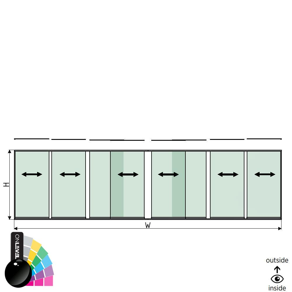 SunView model 1 left/right opening 4-lanes full height L=xxxxmm (max. 10000mm) H=xxxxmm (max. 2600mm), aluminum RAL shiny (excl. locks, drivers and glass)