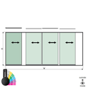 SunView model 1 left opening 5-lanes full height L=xxxxmm (max. 6000mm) H=xxxxmm (max. 2600mm), aluminum RAL structure (excl. locks, drivers and glass)