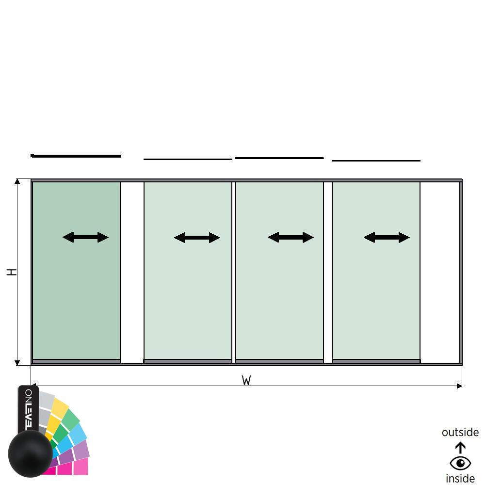 SunView model 1 left opening 5-lanes full height L=xxxxmm (max. 6000mm) H=xxxxmm (max. 2600mm), aluminum RAL matt (excl. locks, drivers and glass)