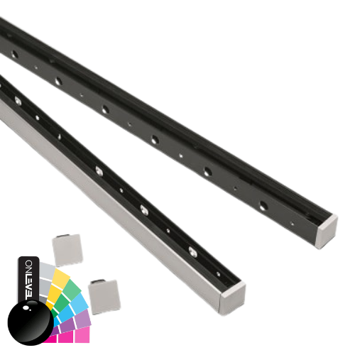 SKYFORCE-Top set incl. glass rubbers for glass 10.76/12.76mm height 500mm, alum. RAL shiny