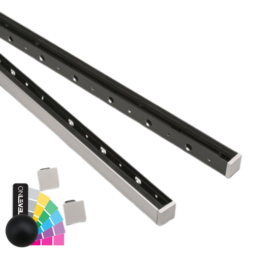 SKYFORCE-Top set incl. glass rubbers for glass 10.76/12.76mm height 500mm, aluminum RAL matt