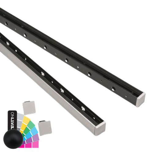 SKYFORCE-Top set incl. glass rubbers for glass 10.76/12.76mm height 500mm, aluminum RAL matt