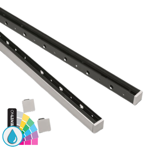 SKYFORCE-Top set incl. glass rubbers for glass 10.76/12.76mm height 500mm, aluminum RAL ARMOR