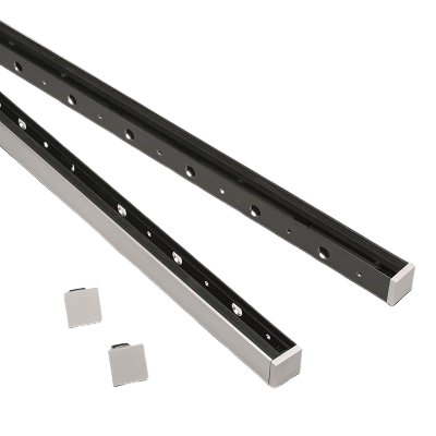 SKYFORCE-Slim set incl. glass rubbers for glass 10.76/12.76mm height 1200mm two sides covering, alum. RAL shiny