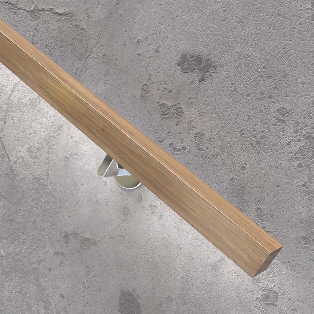 LAZORTRACK wall handrail set 56x43mm L=2.5mtr, oak laquered (discontinued product until 30/06/2026 or while stocks last)