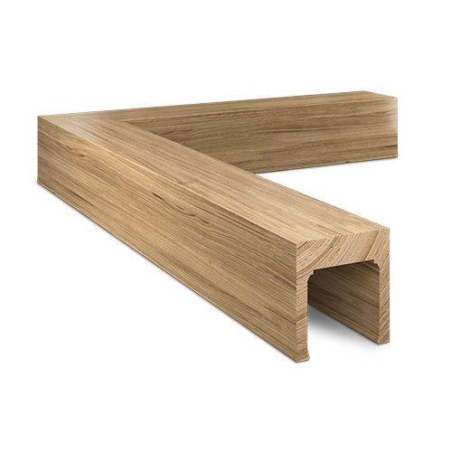 LAZORTRACK wall handrail 56x43mm inside corner 90°, oak laquered