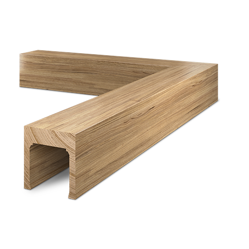 LAZORTRACK wall handrail 56x43mm outside corner 90°, oak laquered