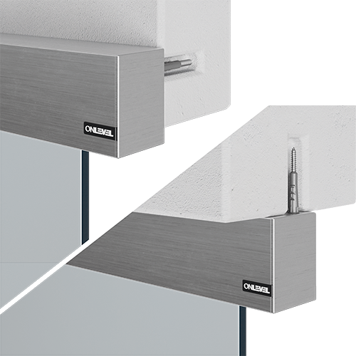 INFINITYSLIDE 69kg set wall/ceiling mounting glass 2-panels including dampers L=4mtr, aluminum natural anodized