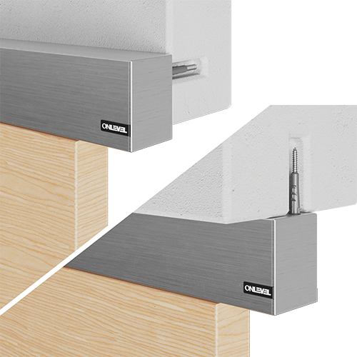 INFINITYSLIDE 69kg set wall/ceiling mounting wood 2-panels including dampers L=4mtr, aluminum stainless steel look