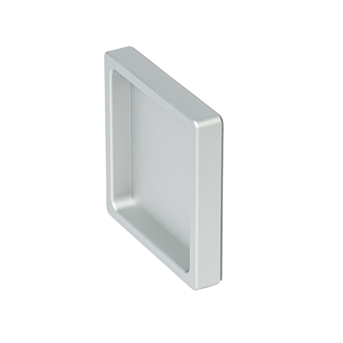 Shell handle set self sticking 65x65x10mm, aluminum stainless steel look