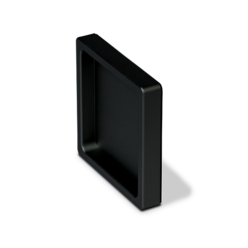 Shell handle set self sticking 65x65x10mm, aluminum black anodized