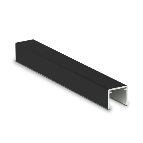 Handrail U-profile 26x23x2mm L=5000mm, aluminum black anodized
