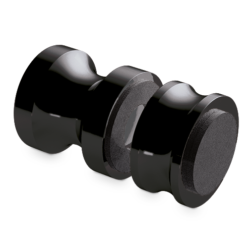 Shower door knob Ø35mm, 2-sided 1-side with buffer glass 6-12mm, brass Stealth Black