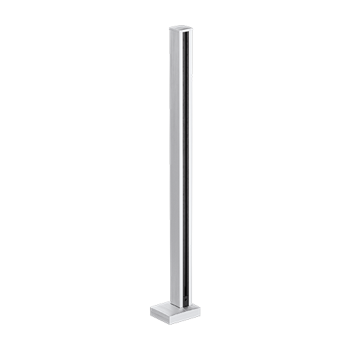 GUARDIAN OF THE UNIVERSE endpost top closed 58x58mm H=1100mm glass 10.76mm, alum. natural anodized
