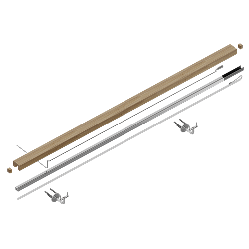 LAZORTRACK wall handrail set 60x40mm L=10mtr outdoor, oak laquered