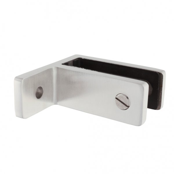 Slim Glass connector glass-wall 90° for glass 13.5-15mm, Stainless steel 2205 satined